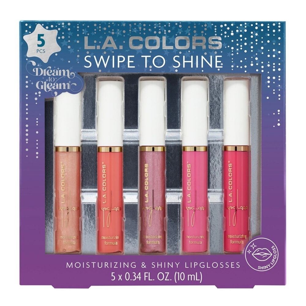 L.A. Colors Dream to Gleam Swipe to Shine Moisturizing Lipgloss Gift Set, 5 CT